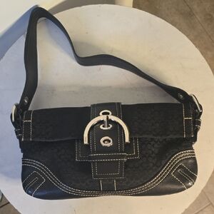 Coach Black Shoulder Bag with Silver Buckle